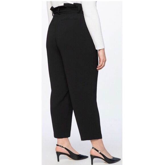 Eloquii black wide leg ankle length Pants with belted paper bag waist Sz 16 NWT - Picture 2 of 14